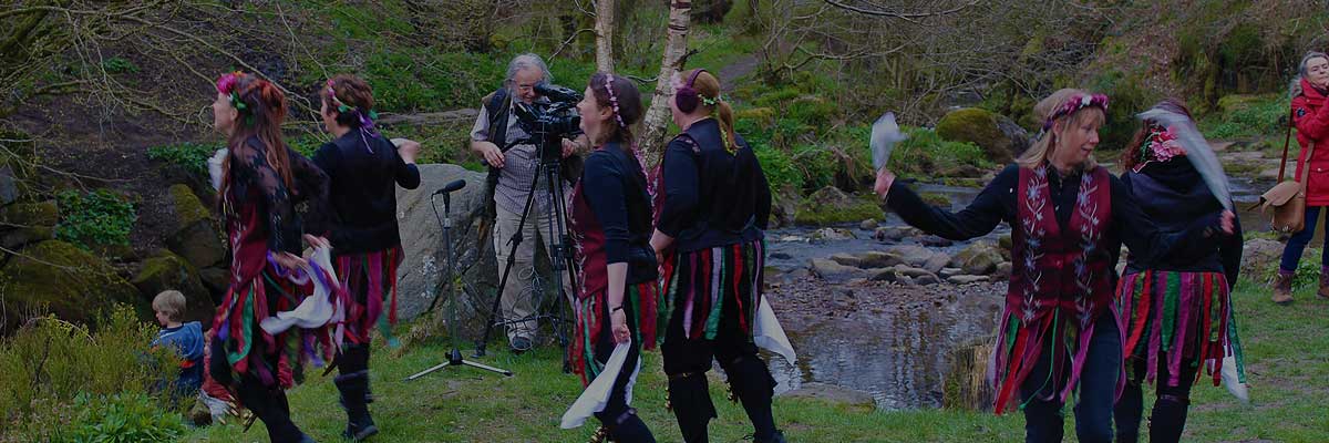 Morris dancing at the reopening of Hebble Hole bridge
